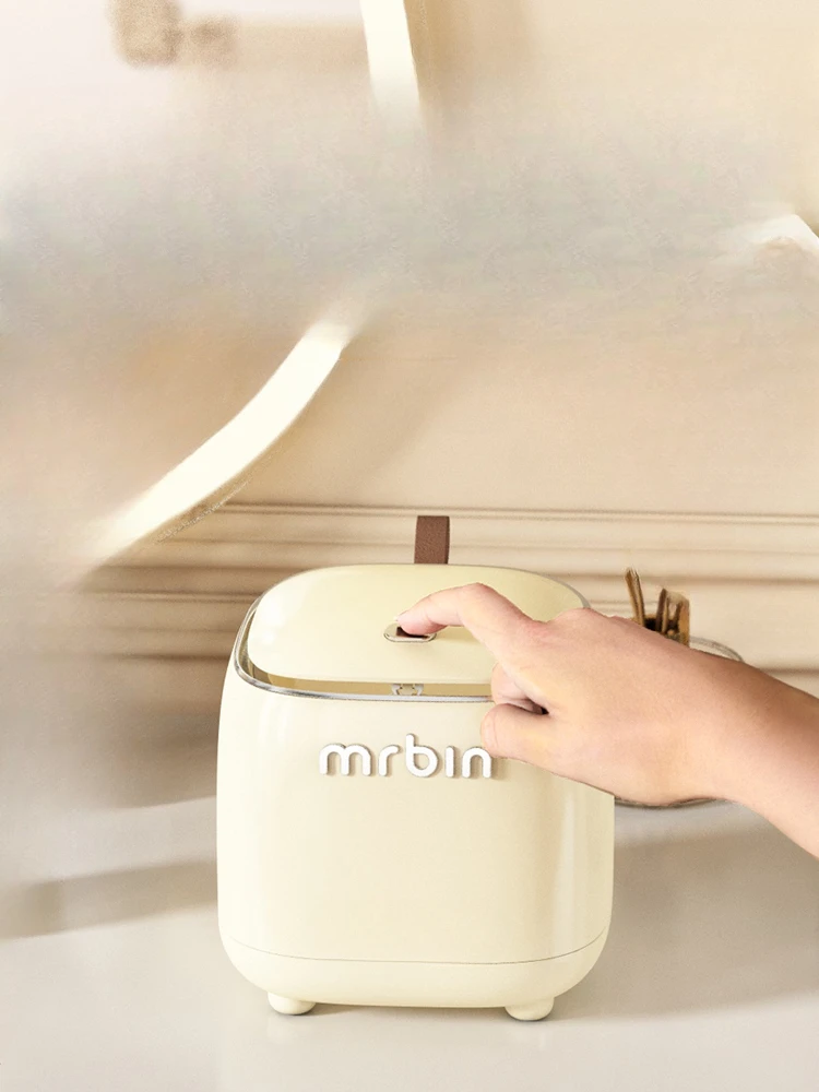 

Desktop Press Trash Can, Light Luxury Style, Small Mini Household Minimalist Tabletop, Table Top Storage Bin
