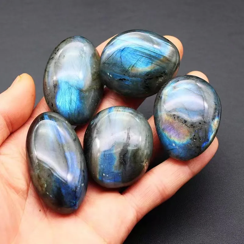 1pc elongated stone palm stone, colorful natural elongated stone handle piece, suitable for decorating holiday party gifts