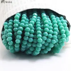 Isywaka Solid Blue green Colors 4*6mm 50pcs Rondelle Austria faceted Crystal Glass Beads Loose Spacer Round Beads Jewelry Making