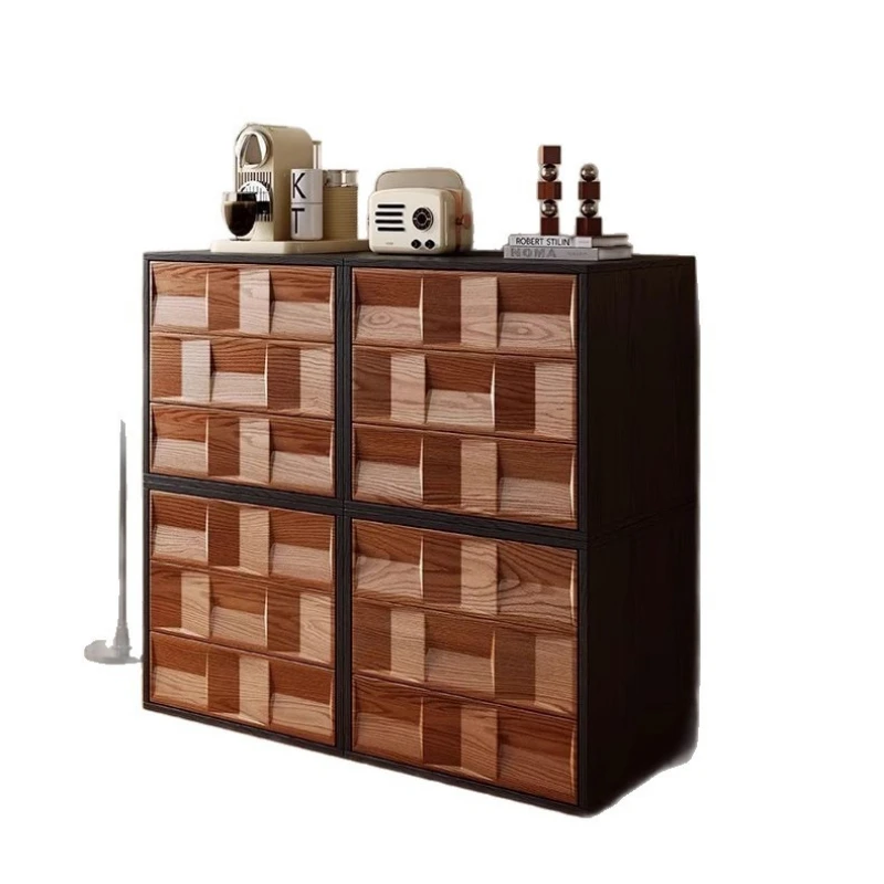 

French antique chest, TV cabinet, living room free combination module multi-functional solid wood storage card