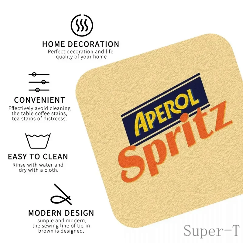 Aperol Spritz Coasters Kitchen Placemats Non-slip Insulation Cup Coffee Mats For Decor Home Tableware Pads Set of 4