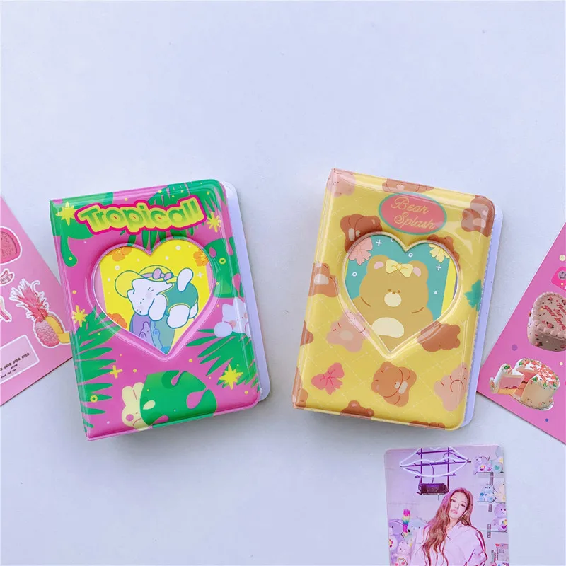 Sharkbang 3 אינץ דוב חתול אלבום תמונות & 20pcs PP שרוולים שקיות איידול אחסון כרטיס תיק גלויות לב לאסוף ספר ארגונית