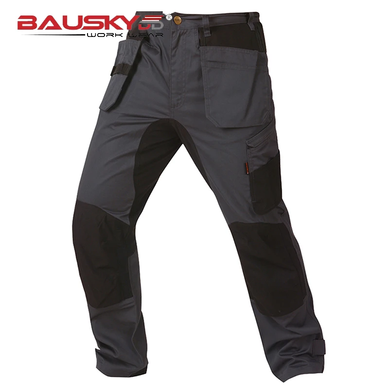 Bauskydd Mens Long Pants Wear-resistant Cargo Pants Multi Pockets Casual Trouser Climbing Outdoor Cycling Work Pants Worker Male