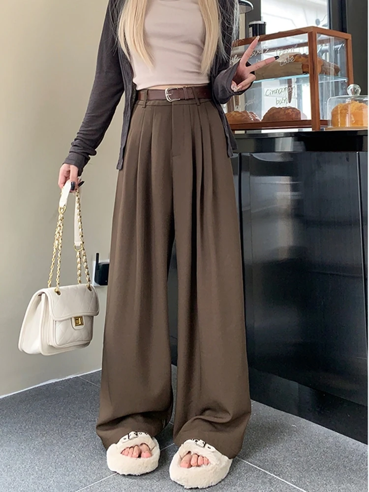 Loose Floor Length Suit Pants For Women's Summer New High Waisted Slim And Niche Black Wide Leg Pants Ins Casual Pants