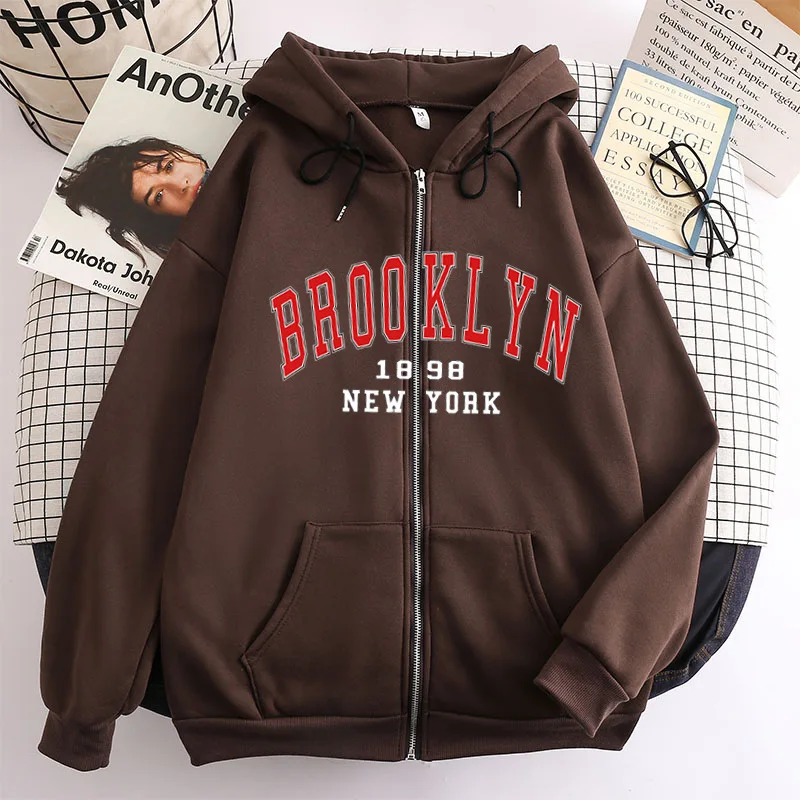 2022 Trend New BROOKLYN NEW YORK Gothic Zipper Y2K Men/ Women Hoodie Punk Fashion Personality Sweatshirt Unisex Streetwear Top