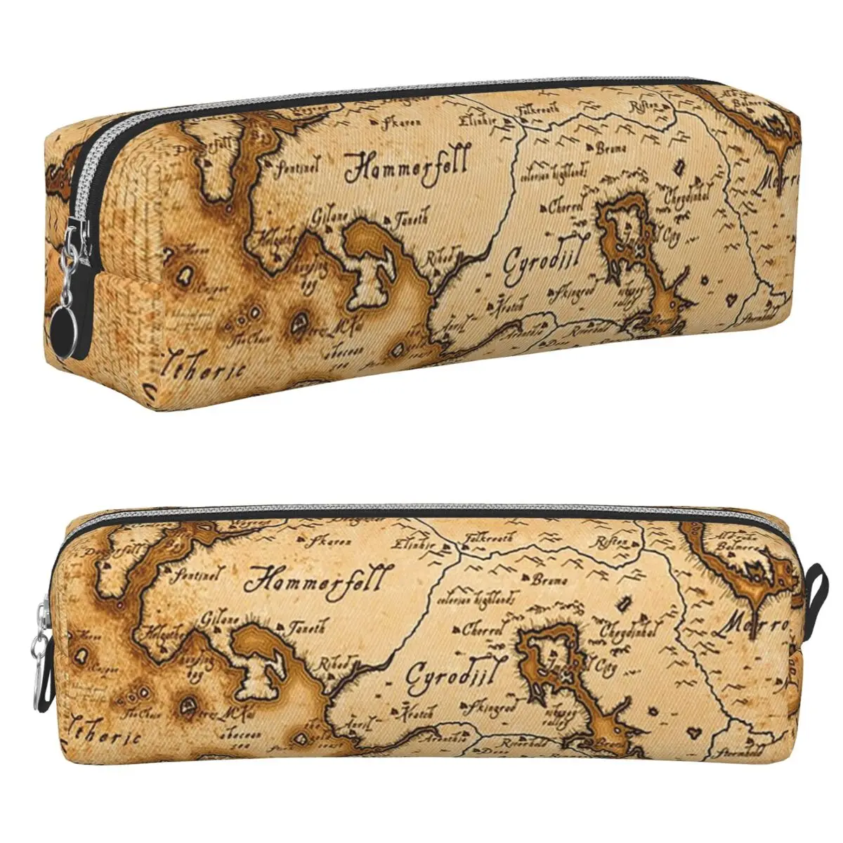 Map Of Tamriel - Elder Scrolls Iv Oblivion Pencil Cases Large Storage Pen Bags Pen Box Stationery Pencil Pouch Cosmetic bag