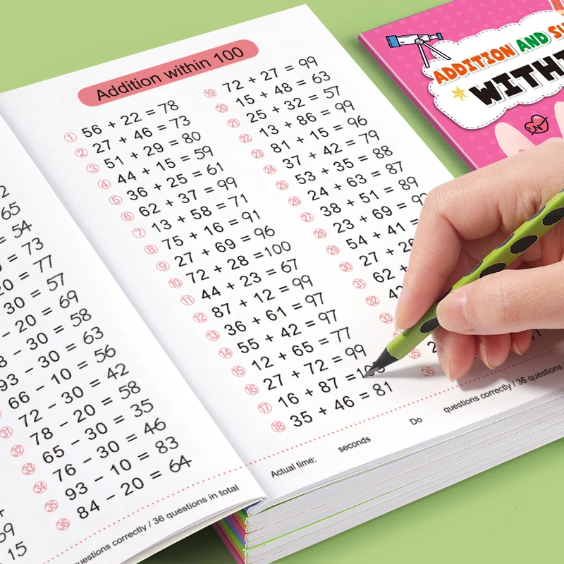 Children's Daily Math Practice Book, Enhances Calculation Skills, Early Education Exercise Book, Student Horizontal and Vertical Addition and Subtraction Exercises, Thinking Training, Learning Supplies, Handwritten Math Practice Book, Halloween, Christmas Gift