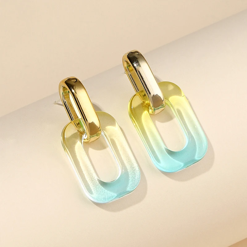 Summer beach outing Y2K серьги Transparent Geometric Gradient Color Bicolor Acrylic Earrings For Women wedding jewelry