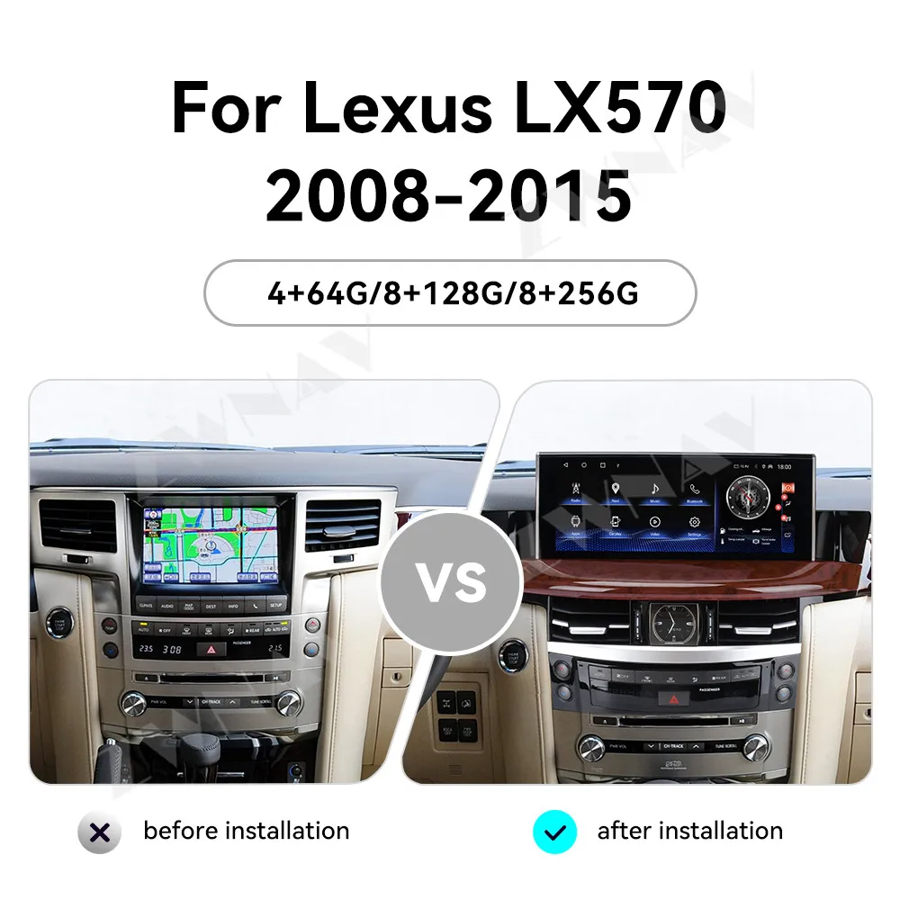 Android 14 GPS Navigation Carplay 10.25 inch Touch Screen For Lexus LX570 2008-2015 Car Multimedia Player 4G WIFI Head Unit Auto