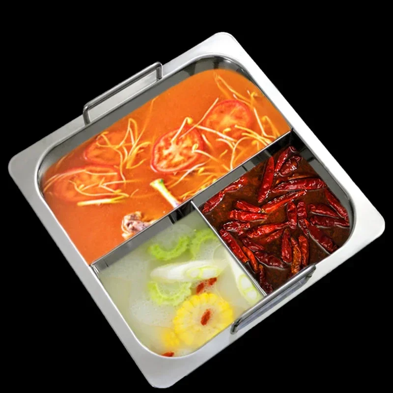 Stewed Mandarin Duck with Ears Hotpot for induction cooker Mother and son pot hotpot Extra thick stainless steel square hot pot