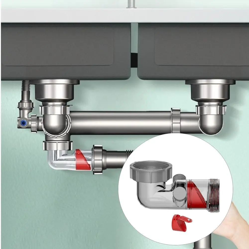plastic Wash Basin Drainage Pipe Kit Curved Tube Anti-Blocking Sink Drain Check Valve Fast Connection Odor Proof