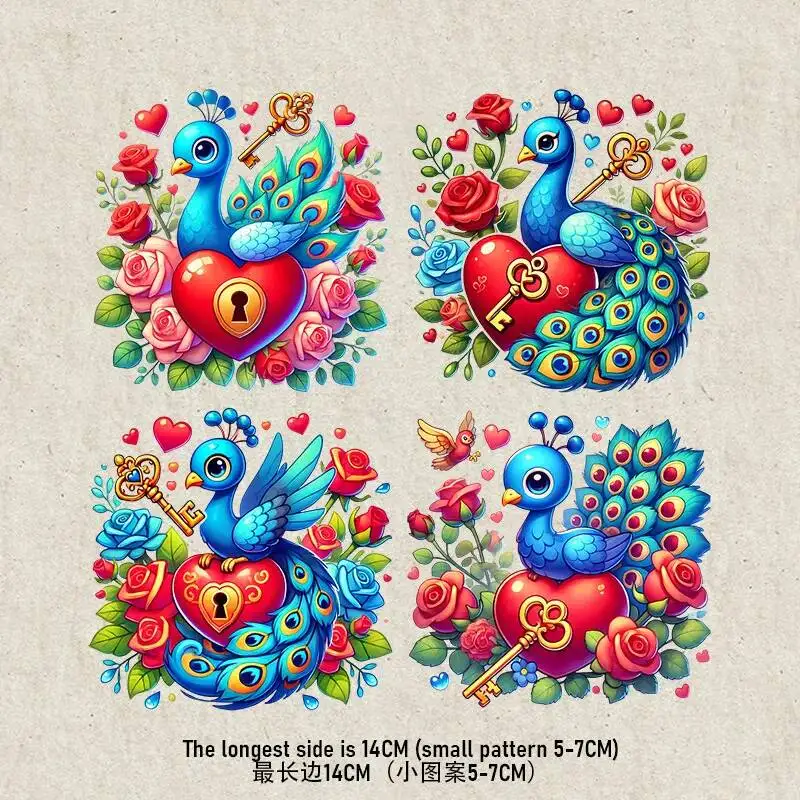 Cartoon starfish peacock bow Iron Transfer Sticker Diy A-Level Washable Heat Press Printed  Accessories children Clothing Patch view 2