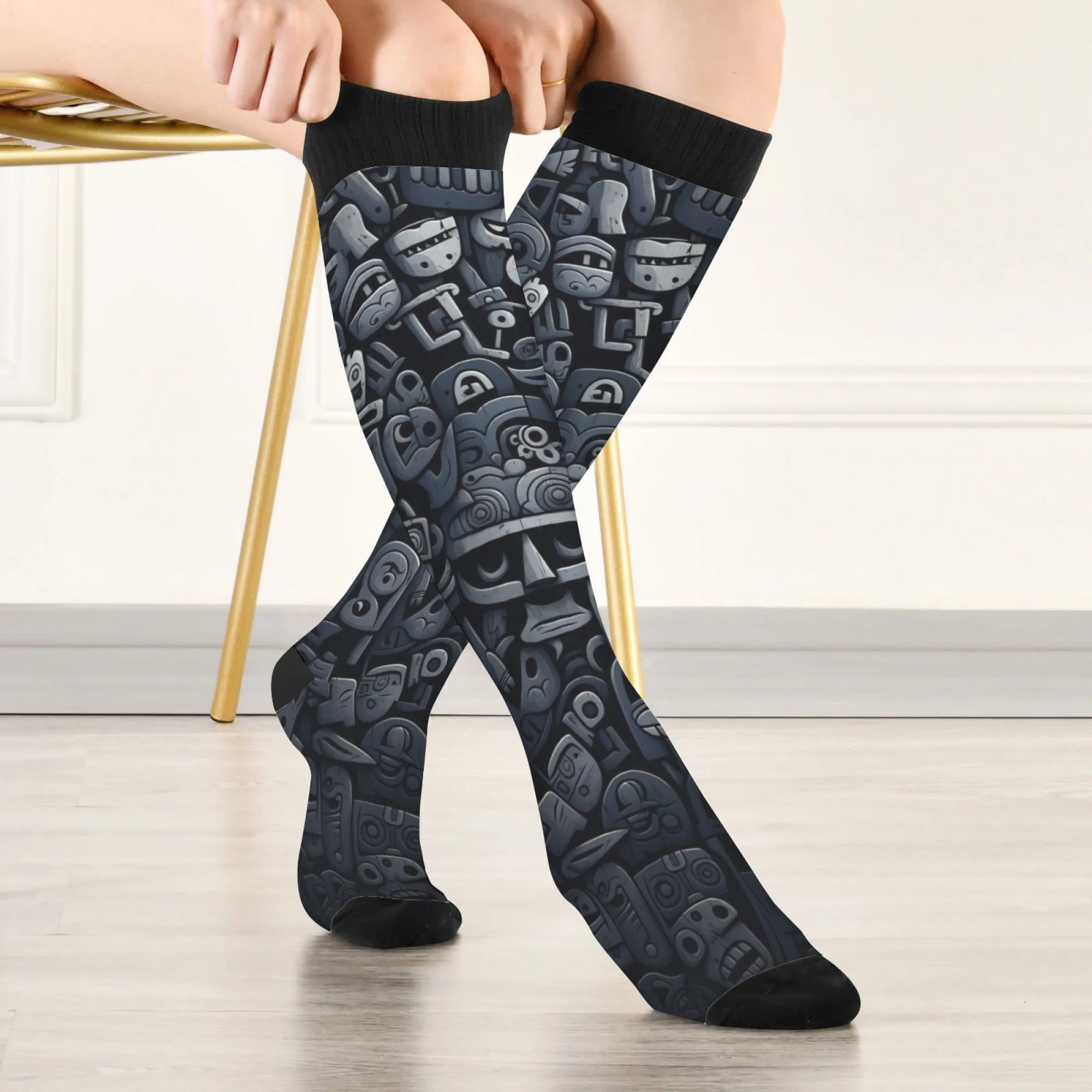 Strümpfe mit Totem-Symbol-Aufdruck, Neuheit, lustig, glücklich, Cartoon-Socken, Unisex, weich, atmungsaktiv, rutschfest, lässig, Sportsocken, Geschenk