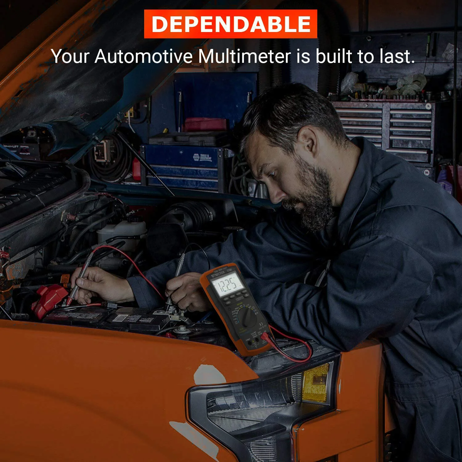 Auto Ranging Automotive Multimeter for Dwell Angle Pulse Width Tach Temperature Duty Cycle Voltage Current Resistance Test