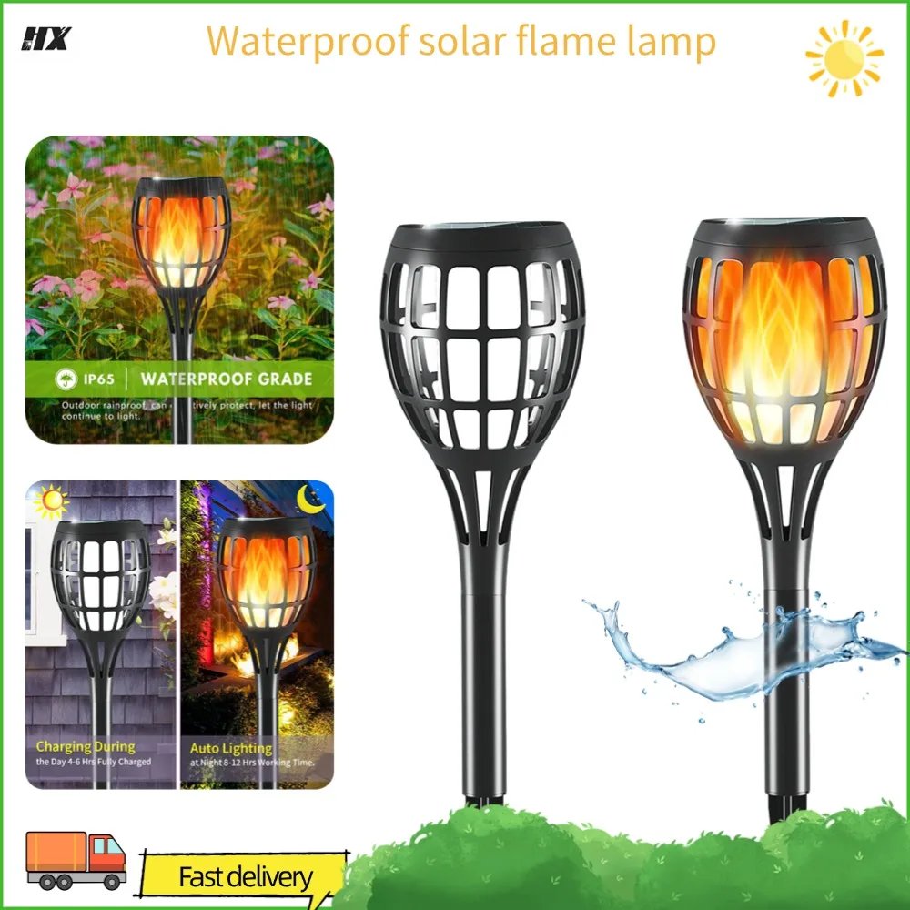 Mini Solar lights outdoor LED Flickering Flames Torches Lights Waterproof Garden Plug in Light Outside Yard Courtyard Decora