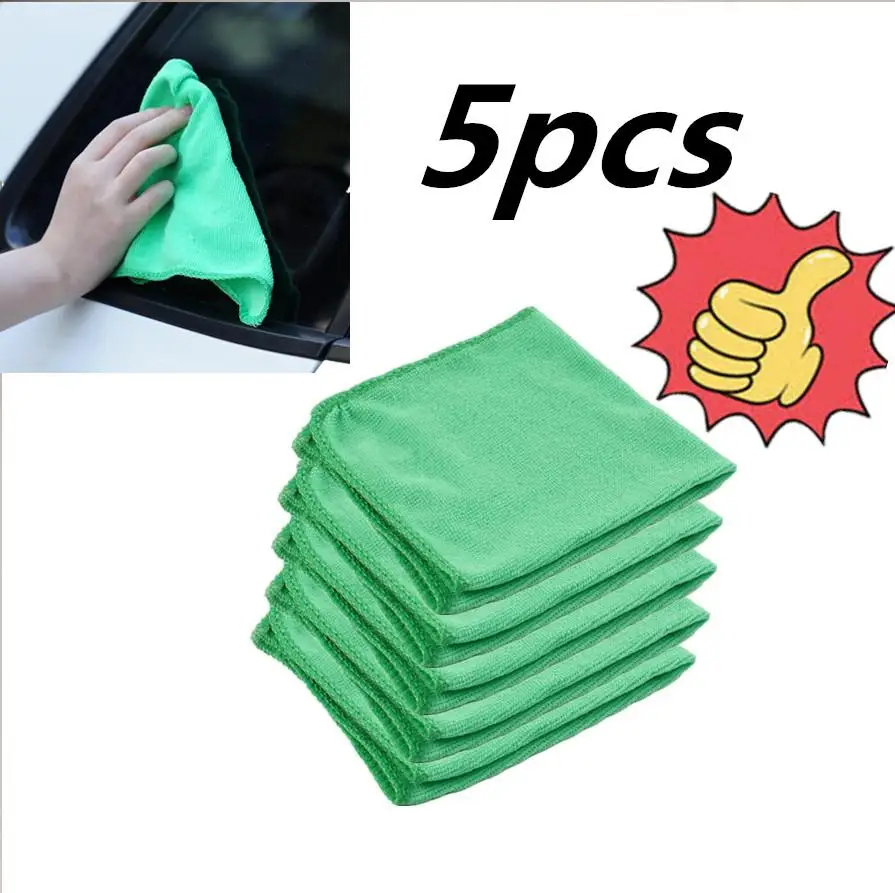 

5pcs Microfiber Washing Clean Towels Soft Wipes Car Cleaning Duster Cloth Polish Cleaner Car Z4N6