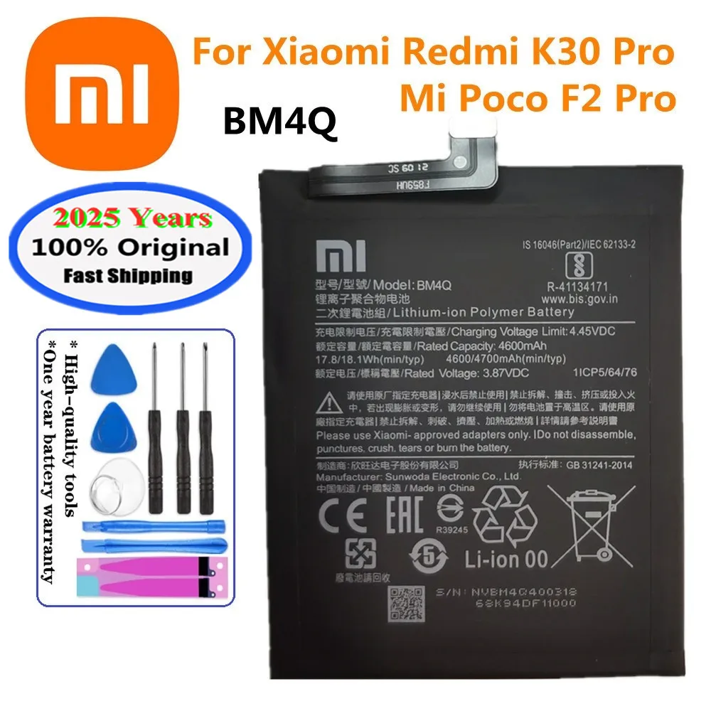2024 Years 4600mAh BM4Q Original Battery For Xiaomi Redmi K30 Pro / Mi Poco F2 Pro Phone Bateria Batteries Fast Shipping + Tools