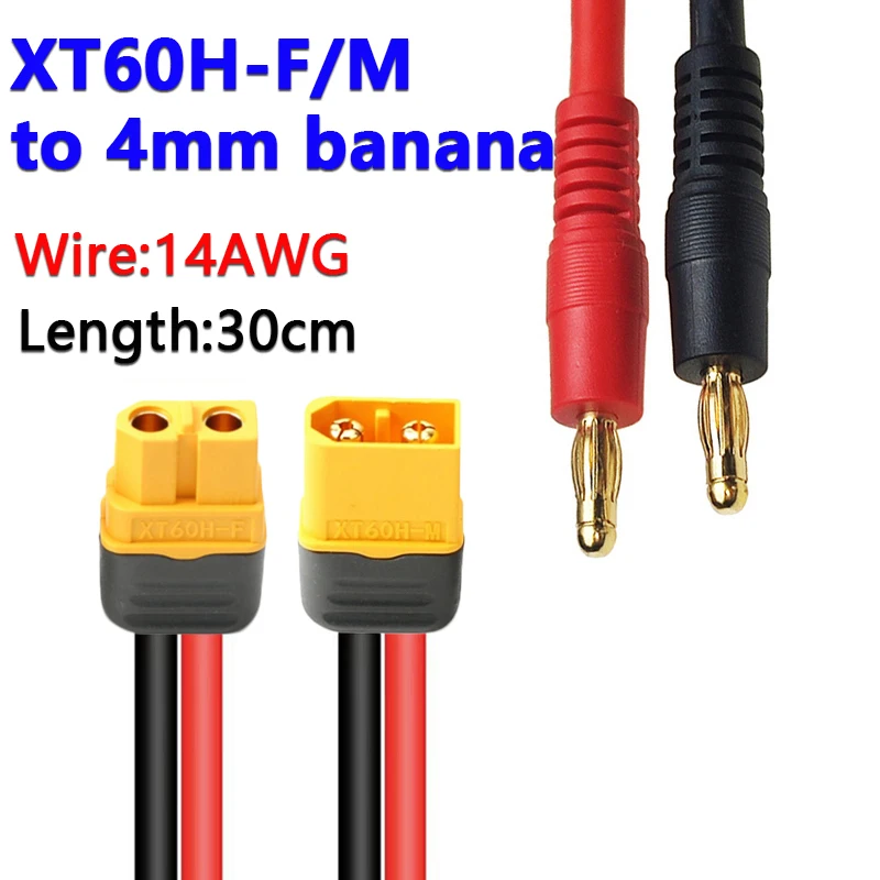 XT60H Male Female Connector Plug to 4mm Banana Plugs Battery Charge Lead Adapter Cable for RC Helicopter Quadcopter Lipo Battery