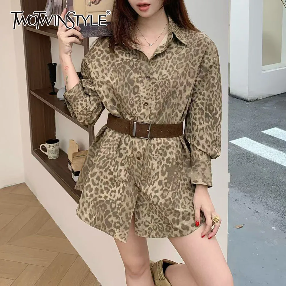 

TWOTWINSTYLE Solid Spliced Sashes Luxury Shirt Female Lapel Long Sleeve Loose Streetwear Women's Shirts Autumn Style Fashion New