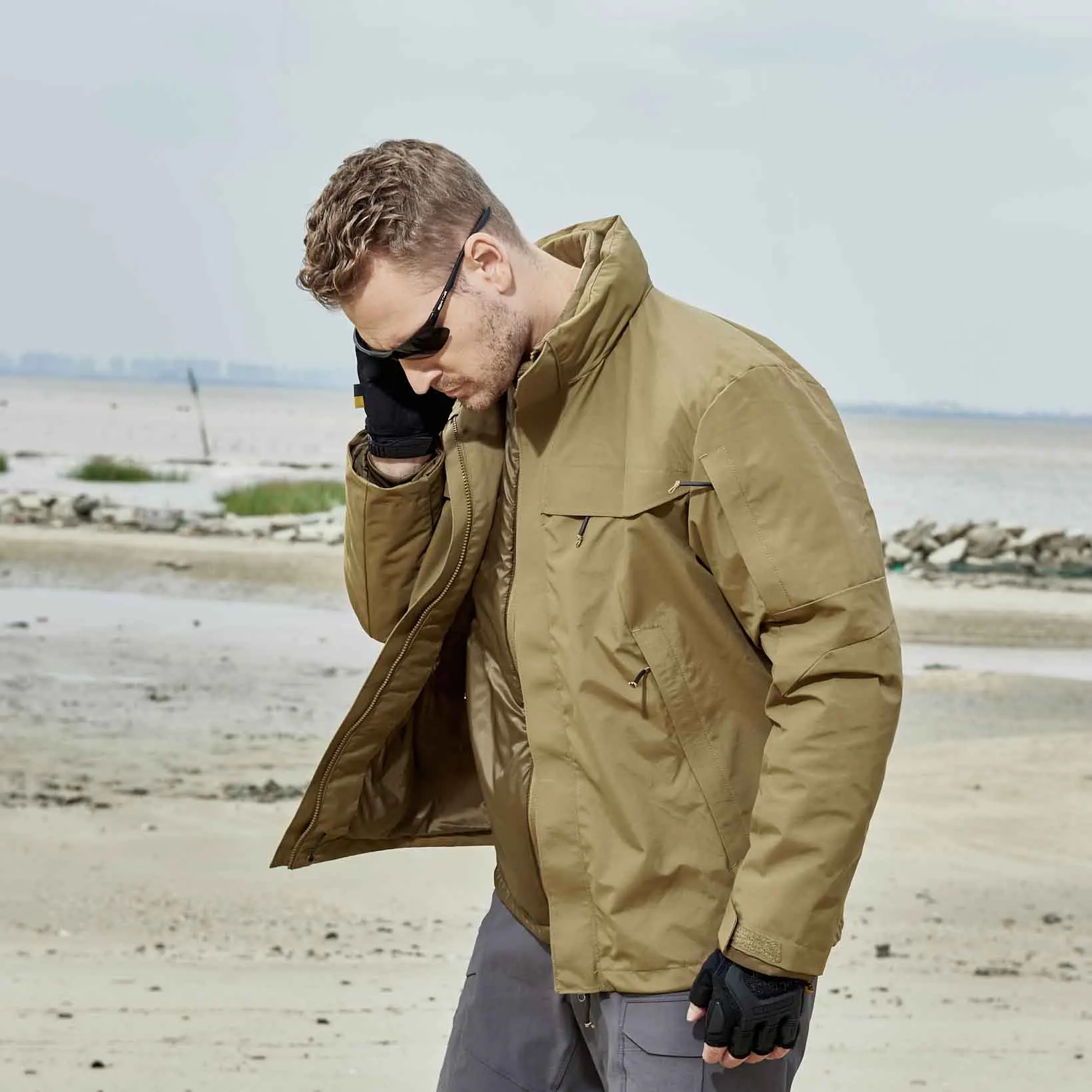 

Winter Mens long hoodie Jackets Wholesale Three In One Cotton Warm Coat