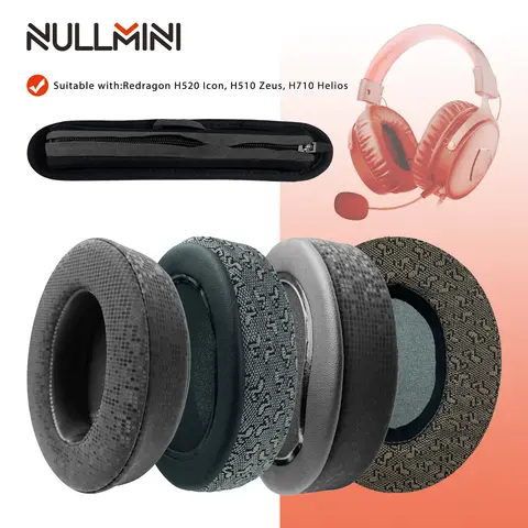 Nullmini substituição earpads para redragon h520 ícone, h510 zeus, h710 helios fones de ouvido almofada earmuffs fone de ouvido bandana