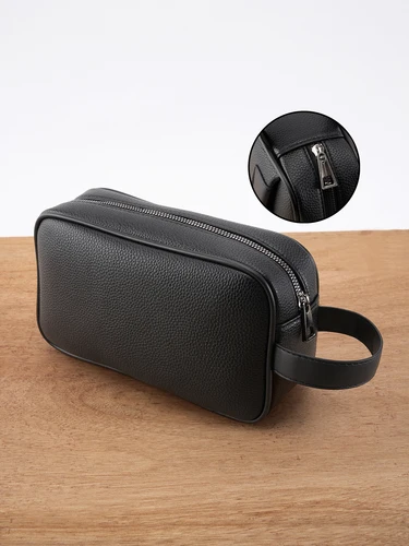 Imagen 2 del producto Bolso de mano de cuero PU para hombre: diseño texturizado ligero con correa para la muñeca desmontable, organizador de bolsillo con cremallera para Essentia