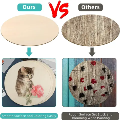 10개 30cm 블랭크 우드 스퀘어 및 원형 나무 조각 DIY 아트 공예 페인팅 레이저 각인 조각 코스터 프로젝트용