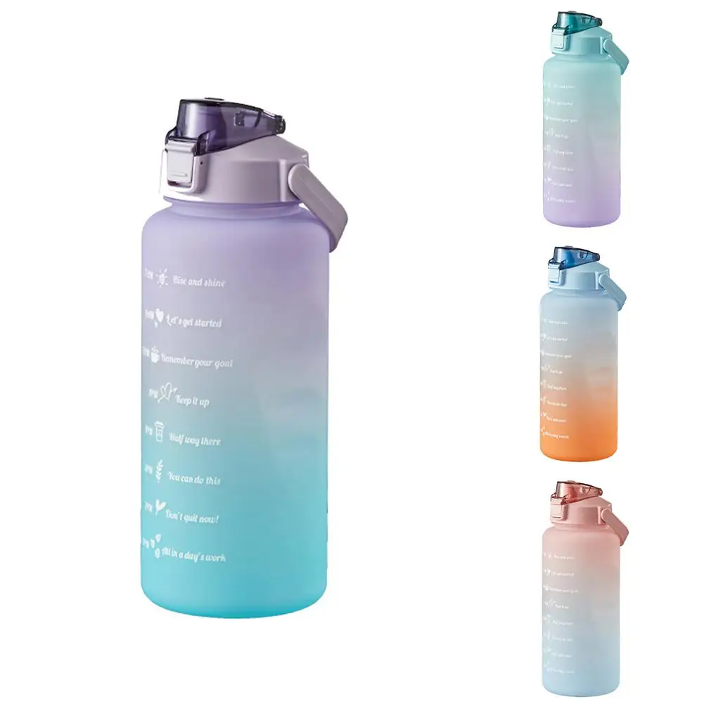 

2L Motivational Water Bottle With Time Marker Reusable Water Bottle Plastic Bottle Leak-proof With Carry Handle For Gym Office