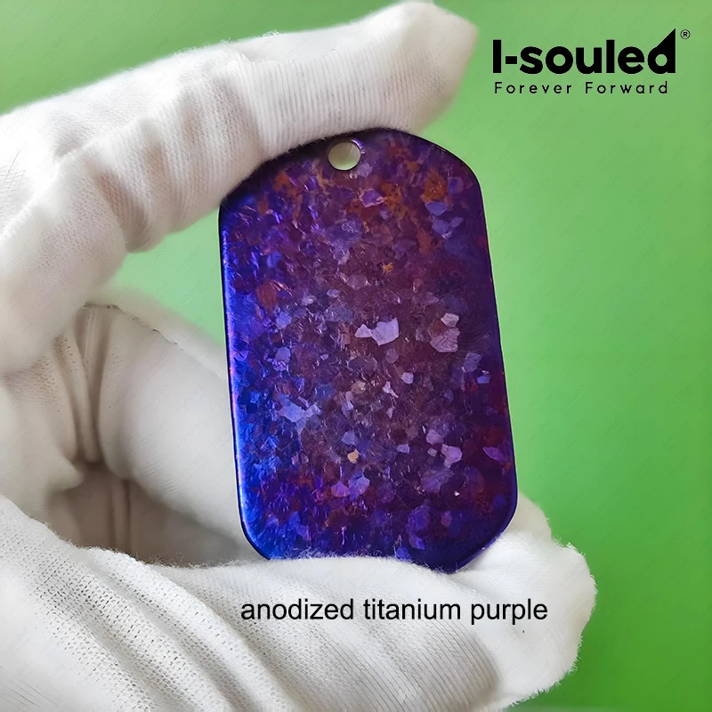 قلادة علامة الكلب العسكرية المصنوعة من التيتانيوم المؤكسد - نسيج كريستال ثلجي، خيارات متعددة الألوان (وردي/أزرق/أرجواني/أبيض ثلجي) #1