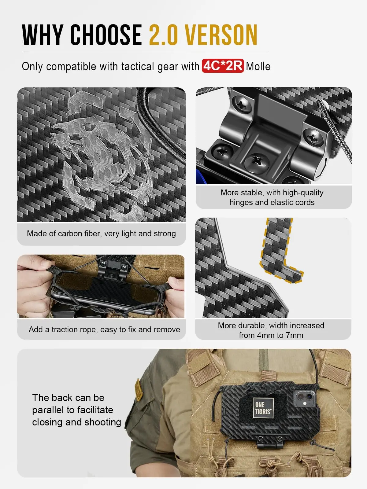 Soporte para teléfono MOLLE de pecho en portaplaca táctico compatible - imagen 2