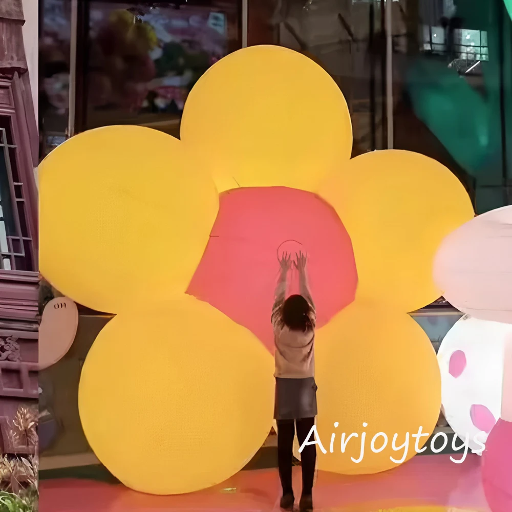 Nadmuchiwany model kwiatu, symulacja świecącej rośliny, kwiat, dekoracja do centrum handlowego, duża dekoracja dla influencera, kwiat brzoskwiniowy