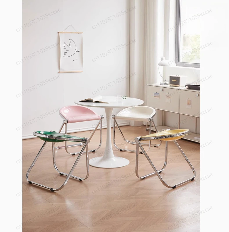 Medieval Style Acrylic Folding Stool - Transparent Creative Design, Doubles as Small Side Table, Modern Home Decor