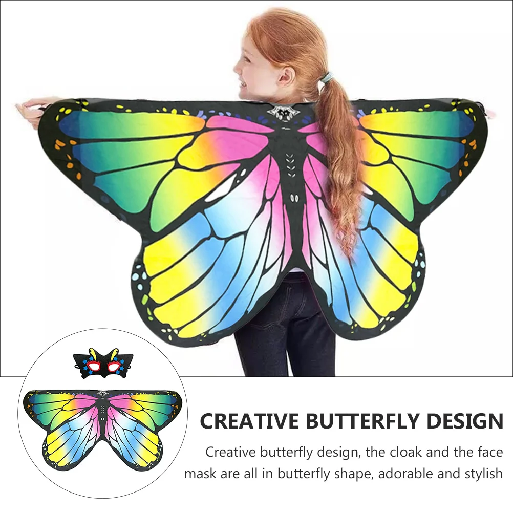 Butterfly Cloak Cape Mask Kids Clothes Photo Prop Make up Halloween Costumes for Children