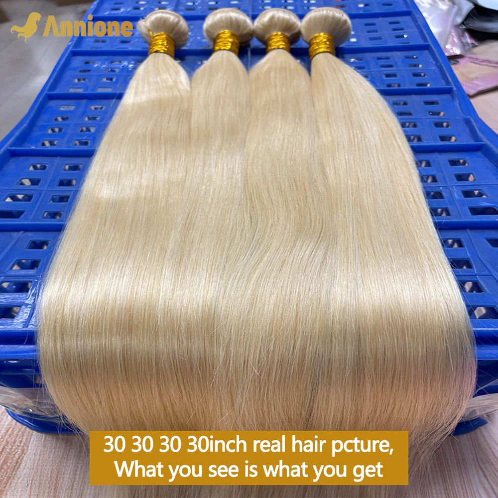 Annione 613 Menschliches Haar Bundles 12A Gerade Menschliches Haar Bundles Rohes Menschliches Haar 100% Blonde 3/4 Bundles Haar Extensions Für frauen