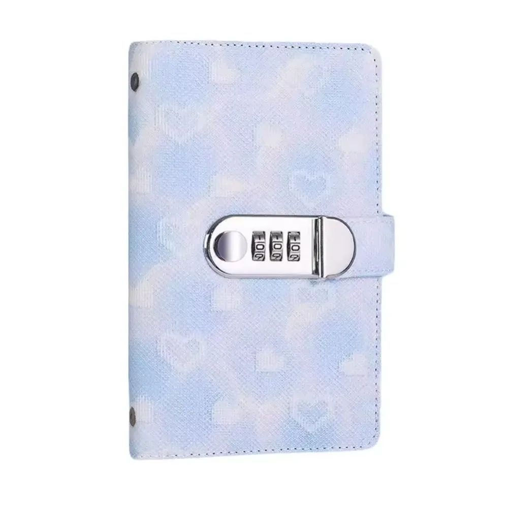 Password Lock Cash Savings Book PU Leather Waterproof Design Savings Wallet Notebook Large Capacity Heart Print
