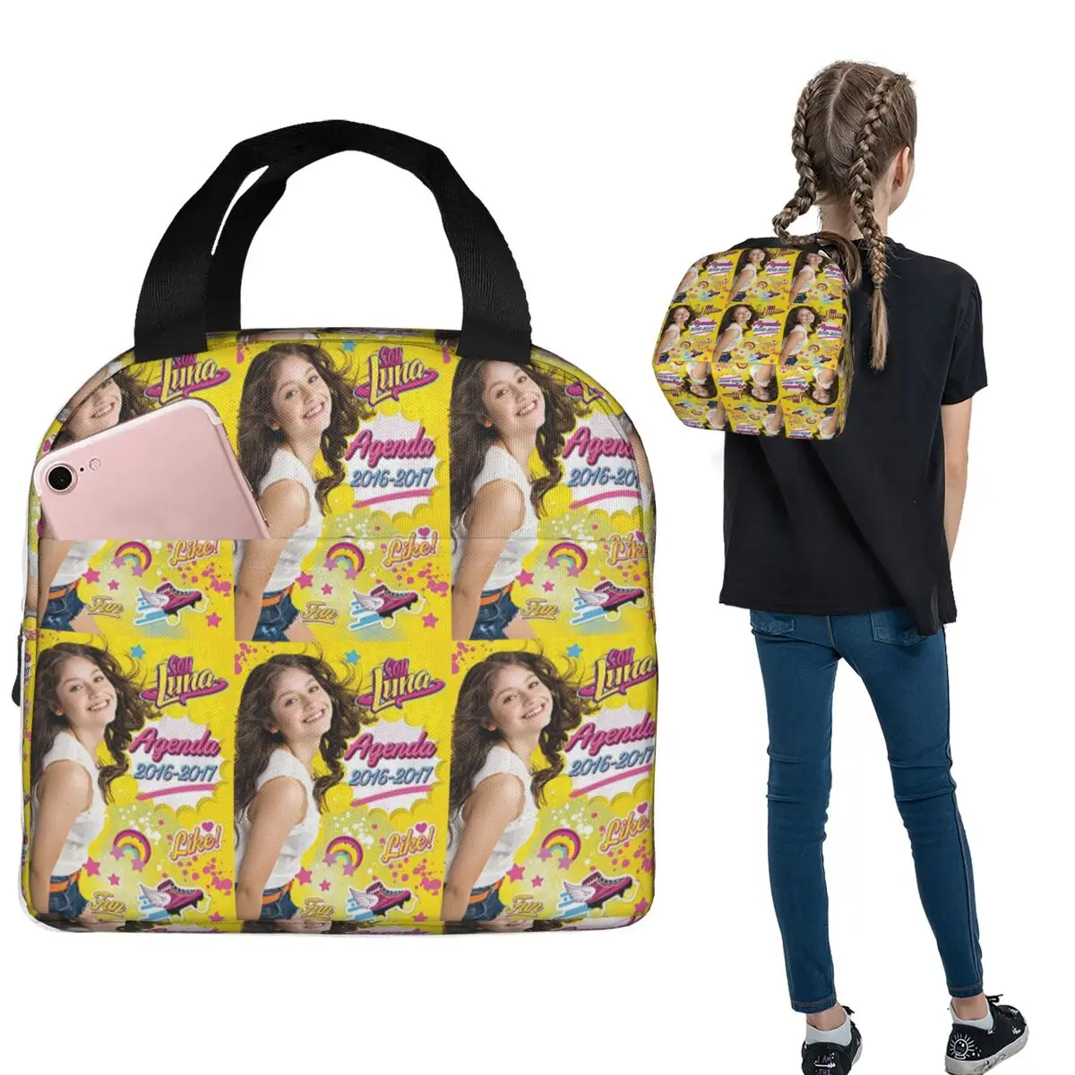 Agenda 2016-2017 Soy Luna Bolsa térmica para almoço, para mulheres e crianças, caixas de comida portáteis, caixa térmica para almoço