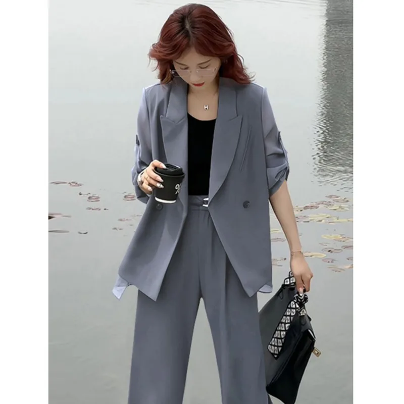 

Casual Suit Set Women's Advanced Sense 2023 New Royal Sister Fried Street Salt Light Mature Wide Leg Pants Two Piece Outfits