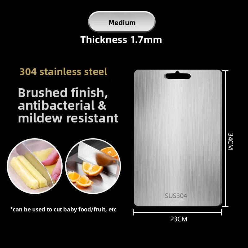 304 Stainless Steel Thickened Cutting Board Antibacterial Mildew-proof Kneading Dough Board Kitchen Fruit vegetable view 5