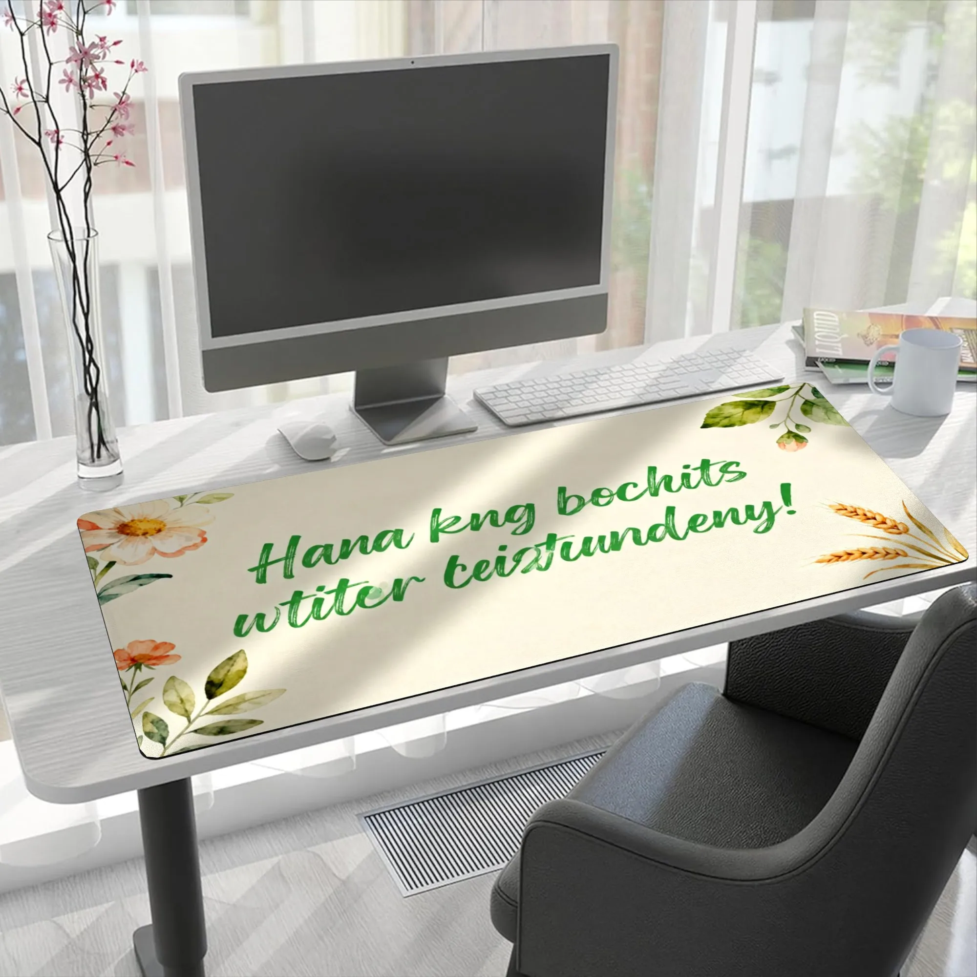 Spring Floral Gaming Mouse Pad 11.8x31.5 Inch Large Anti-Slip Rubber Base Soft Color Desk Mat for Office Game