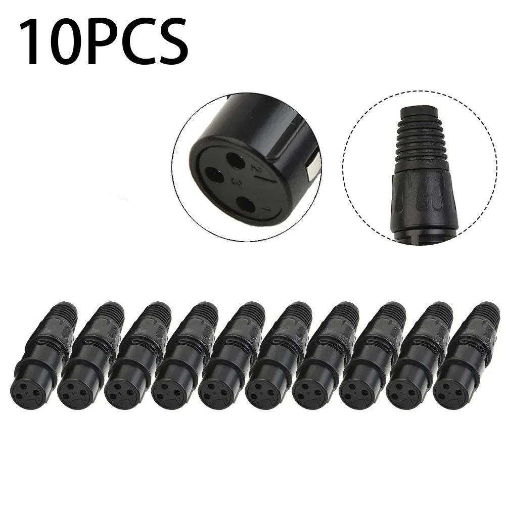 10PCS Female Connectors XLR DMX 3 Pin Audio Microphone Cable Connectors 10pcs Male  Female MIC Snake Plug Cable Adapters