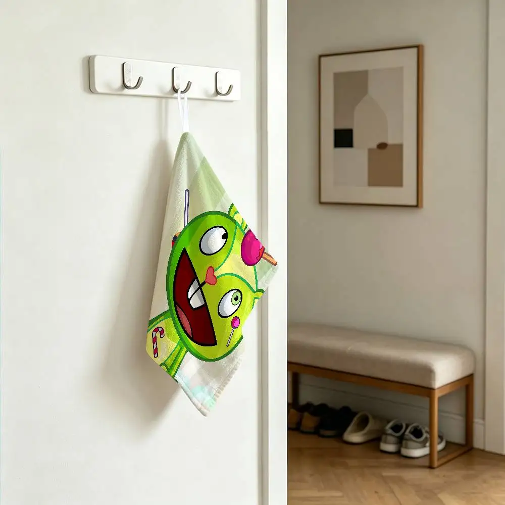 Cute American Cartoon H-Happy Tree F-Friends Household Hanging Towel Polyester Hand Wiping Towel Sturdy for Bathroom Bedroom 6