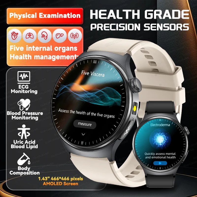 

New Five Internal Organs Health Monitoring Uric Acid Smartwatch Blood oxygen Electroderma Body Analysis Smart Watch ECG Clock