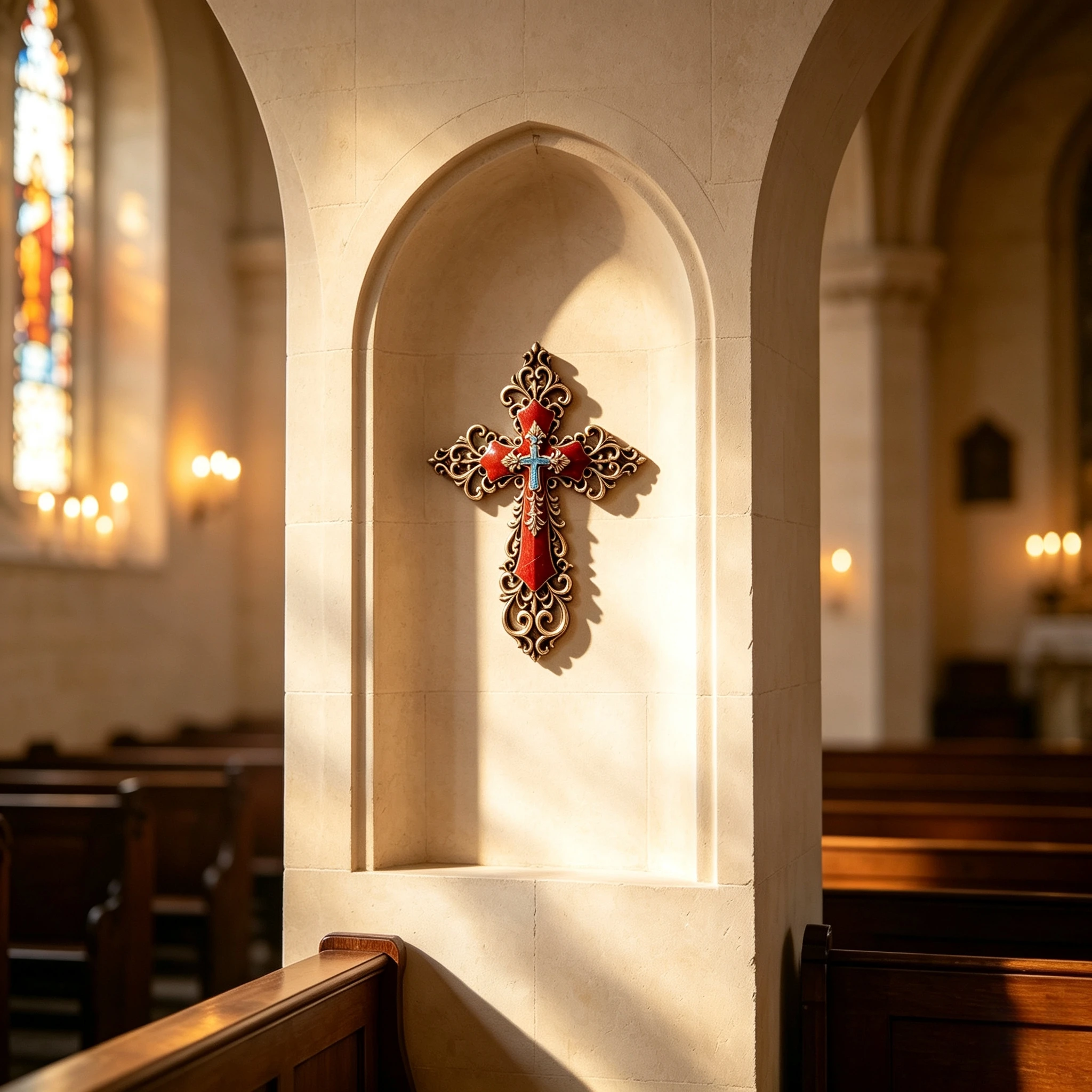 Vintage Cross Decor Wall Resin Hollow Carving Cross Wall Hanging Ornament Christian Church Home Decoration Blessing Gift
