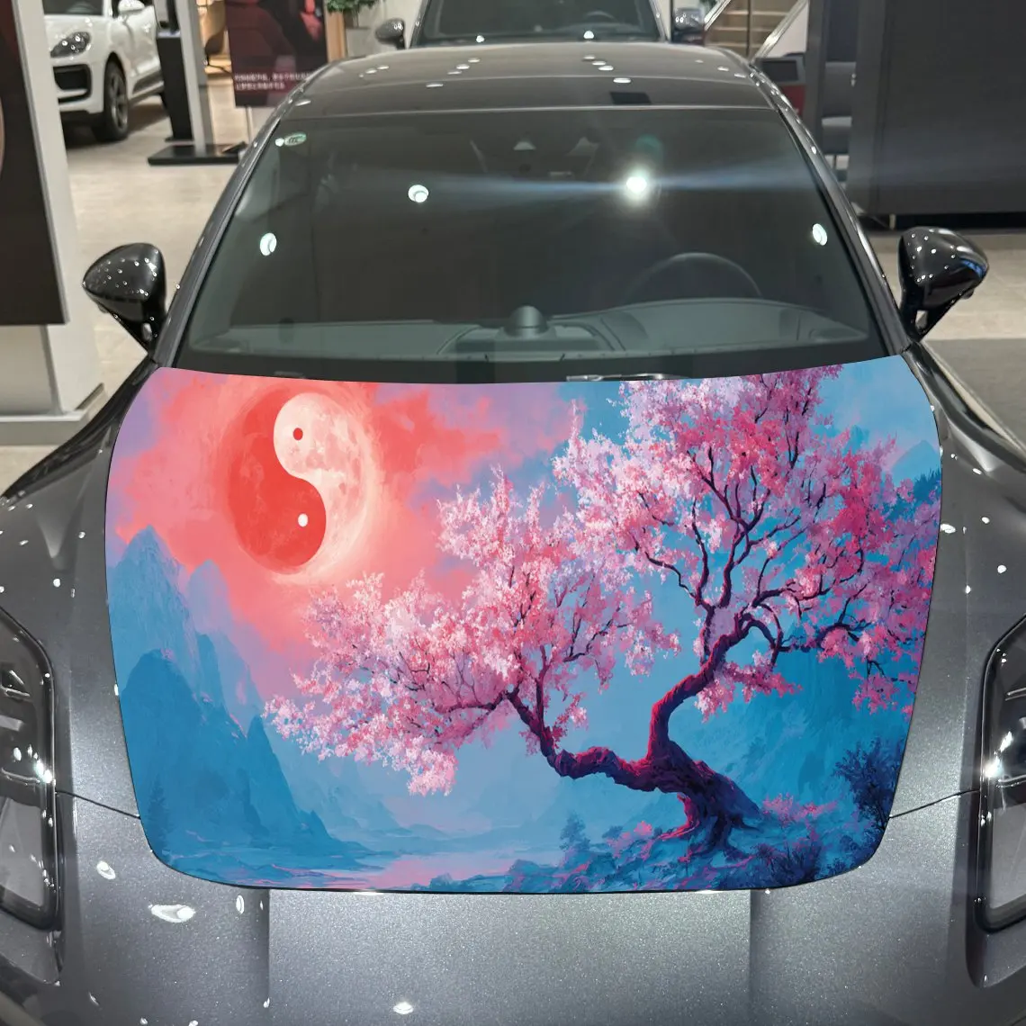 Tai Chi Elements: Landscapes Car Hood Vinyl Stickers Car Surface Protection Decal Car Decoration Cover Vinyl Wraps Waterproof Se