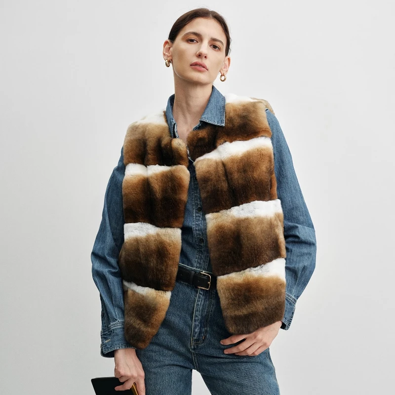 YOLAIFAIRY Herbst- und Winter-Totoro- und Rex-Kaninchen-Langarmpelzmantel im Pendler-Stil, entspannte Weste/Weste Yng Turismo 2025