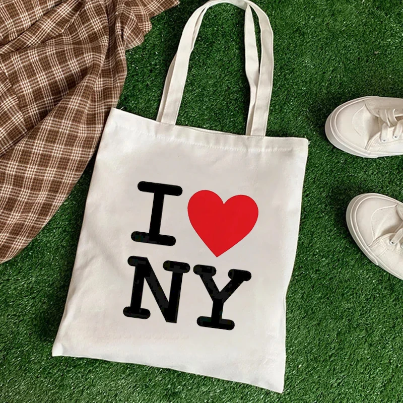 Paris New York Love Printed Shoulder Handbag Large Capacity Simple Sports Souvenir Tote Bag Travel Portable Shopping Storage Bag