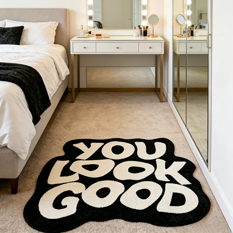 VIKAMA “You Look Good” Shaped Rugs: Soft, Non-Slip Bathroom Mats and Indoor/Outdoor Entryway Rugs for Home Decor