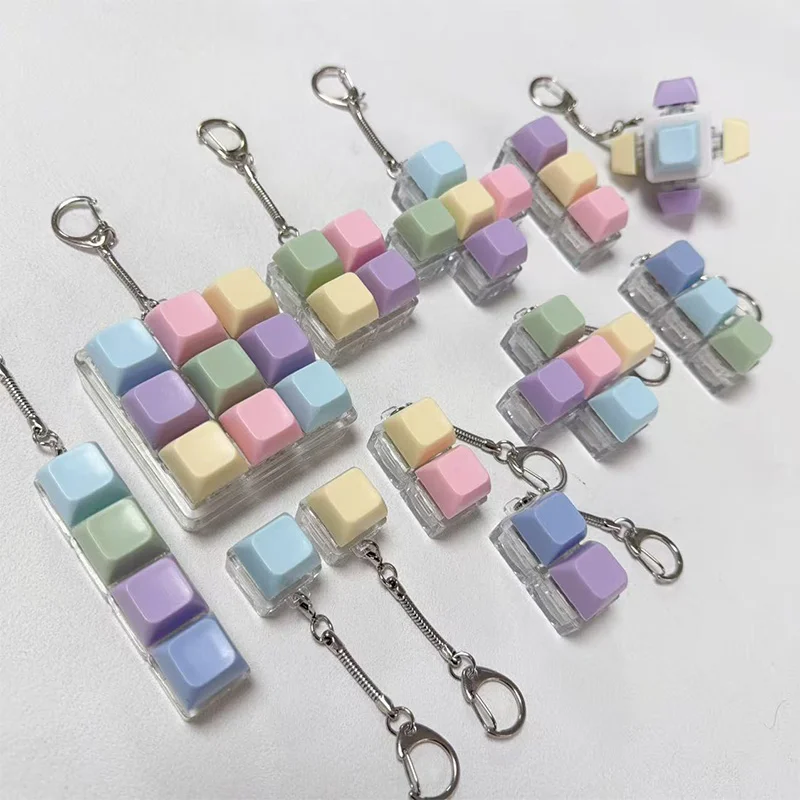 Mini Mechanische Tastatur-Achsenanhänger: Bunter Macaron-Farbiger Druckknopf-Anhänger, Tragbares Entspannungsspielzeug