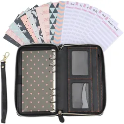 All-in-One Binder Cash Envelope System Wallet, 12 Cash Budget Envelopes,12 Budget Sheets for Personal Budget Planner Organizer