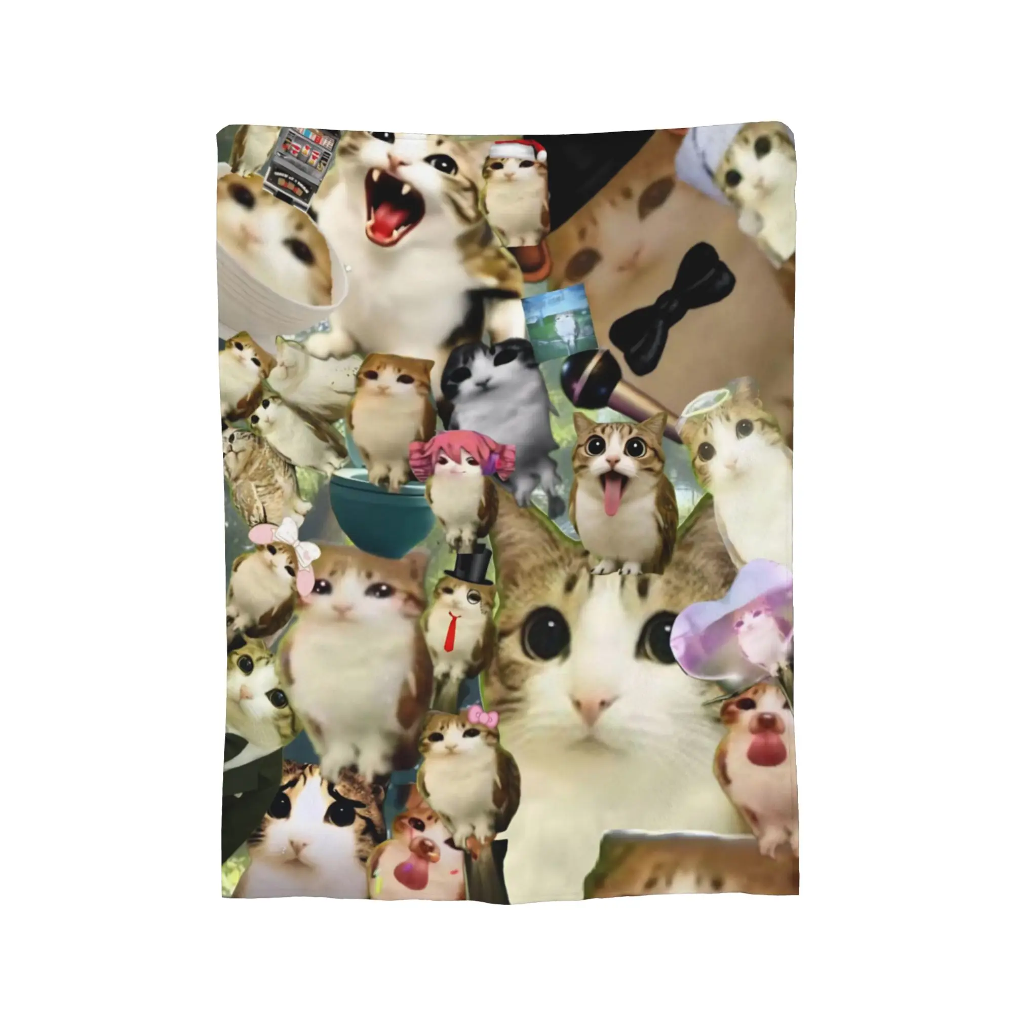 Customize Meowl Cat Owl Meme Throw Blanket for Couch  Soft Cozy Plush Blanket 50x60 Inches Multiple Sizes Bedspreads for All Sea